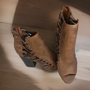Rampage Open Toe Booties - Dark Brown - Women's Size 8